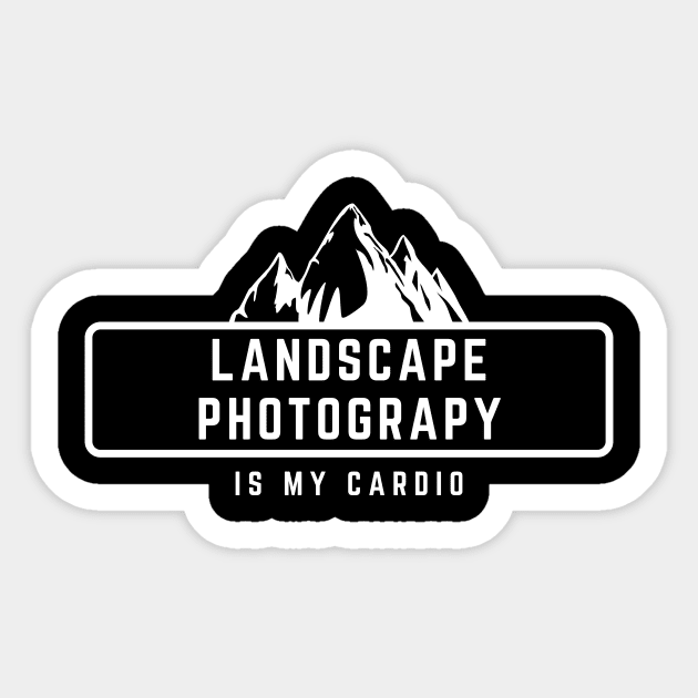 Landscape Photography is my cardio text design with mountains for nature photographers Sticker by BlueLightDesign